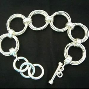 Silpada Sterling Silver Circle Link Bracelet Adjustable Toggle Clasp #B1235
